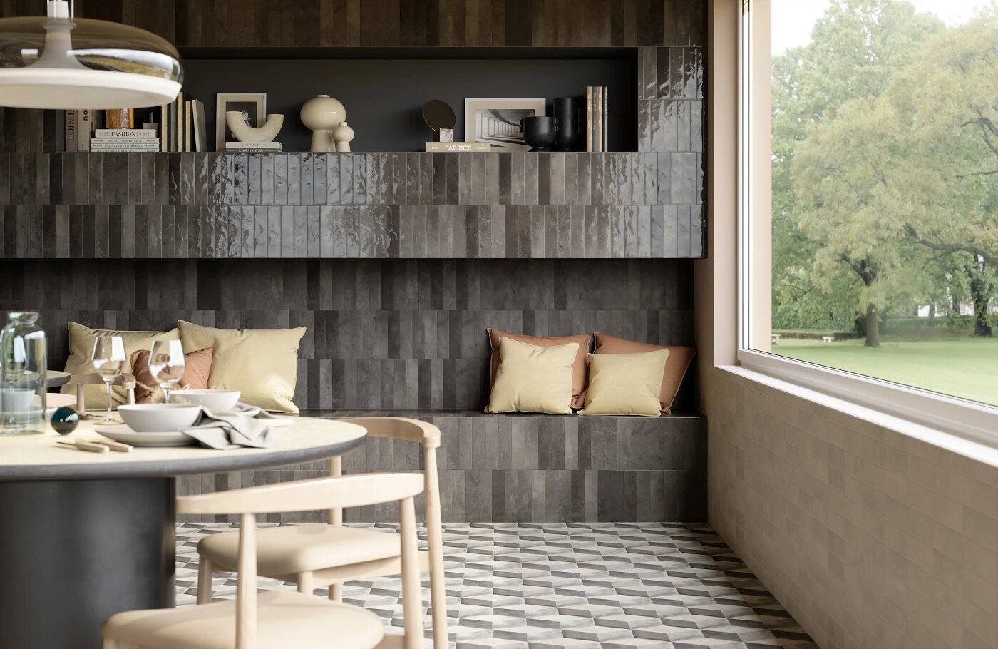 Arizona Tile Glam Black 2¼" × 9½" Field Porcelain Tile (SKU AT-GLAM2914-BLAC)