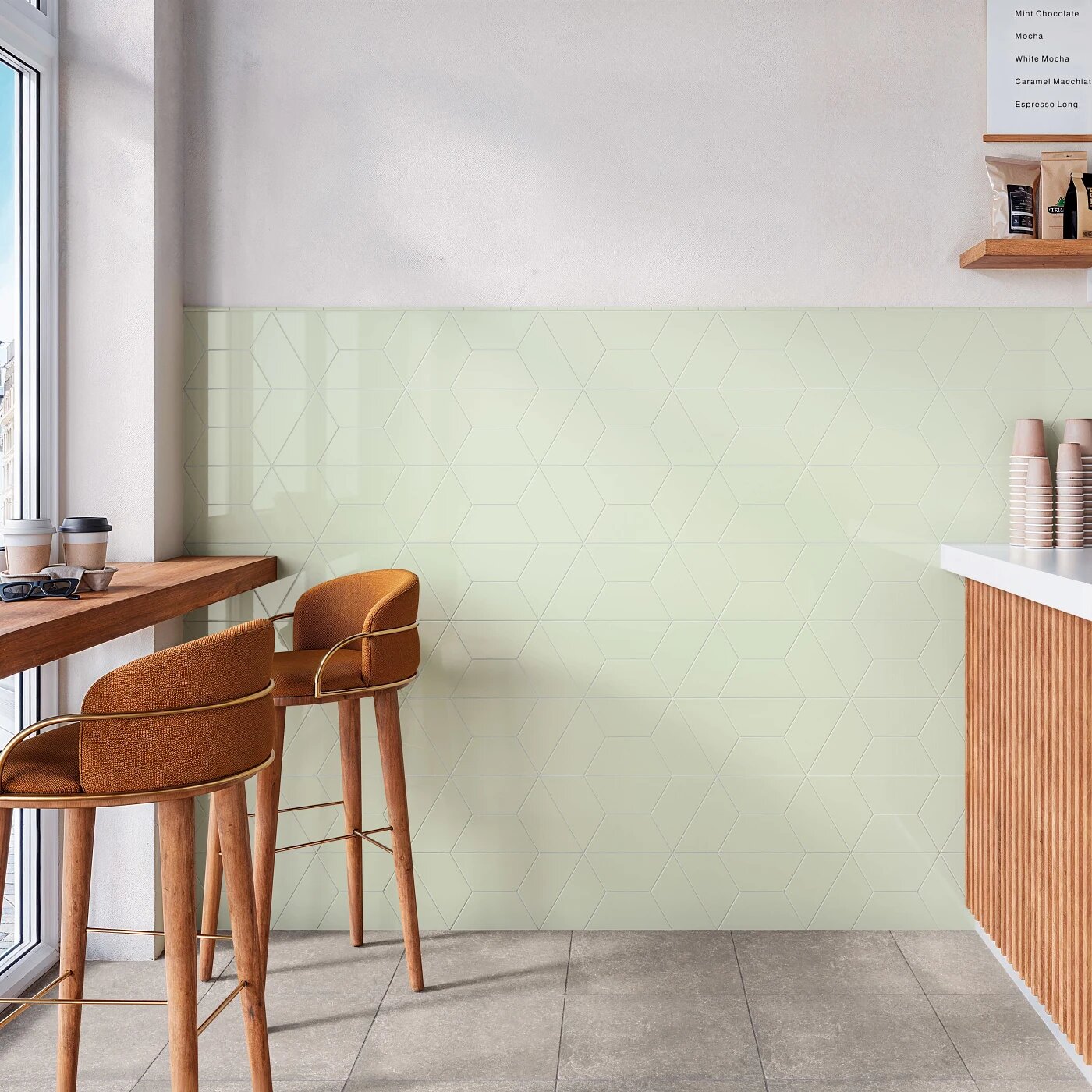 Arizona Tile Trapez Mint 4¼" × 9¾" Trapezoid Porcelain Tile (SKU AT-TRAPEZTRAP-MINT)