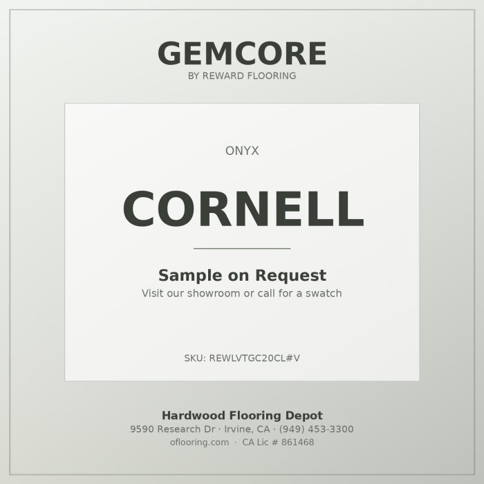 GemCore Cornell — Onyx Collection plank, angle view (REWLVTGC20CL-V)