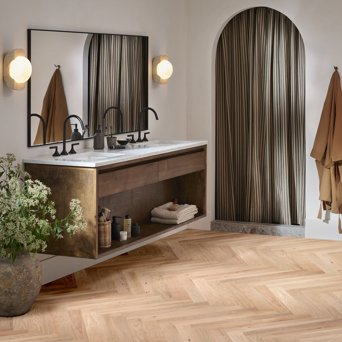 Provincial Herringbone hardwood flooring room scene