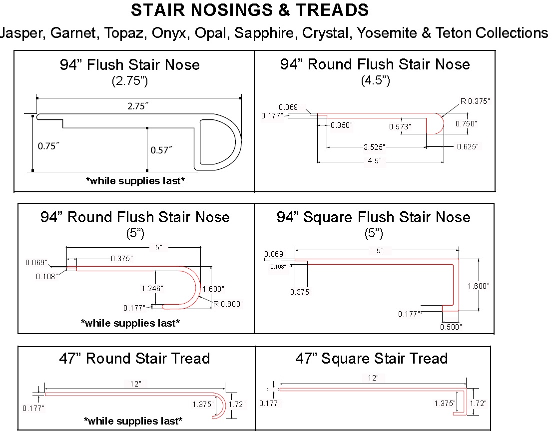 GemCore stair nose treads for Opal Collection
