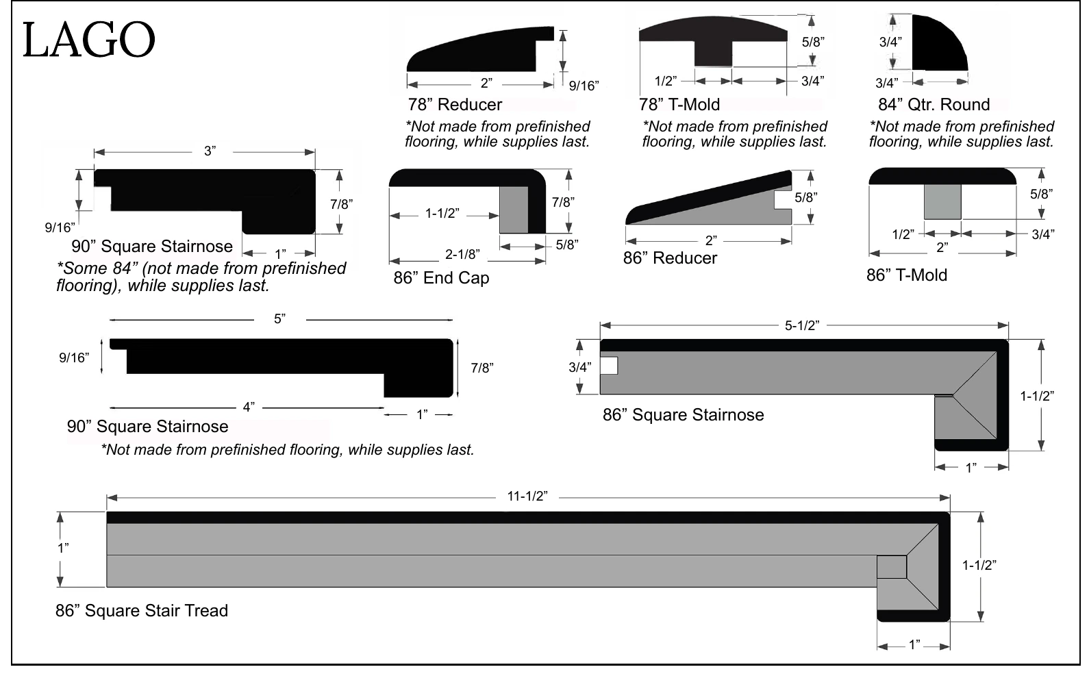 Monarch Plank Lago molding profiles